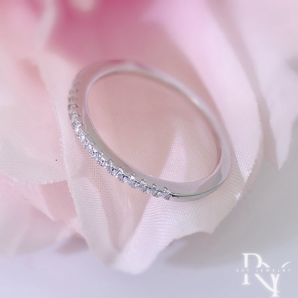 Moissanite Band Ring; stackable Band ring, Wedding Ring; Ring Size: US 9; - Picture 12 of 12